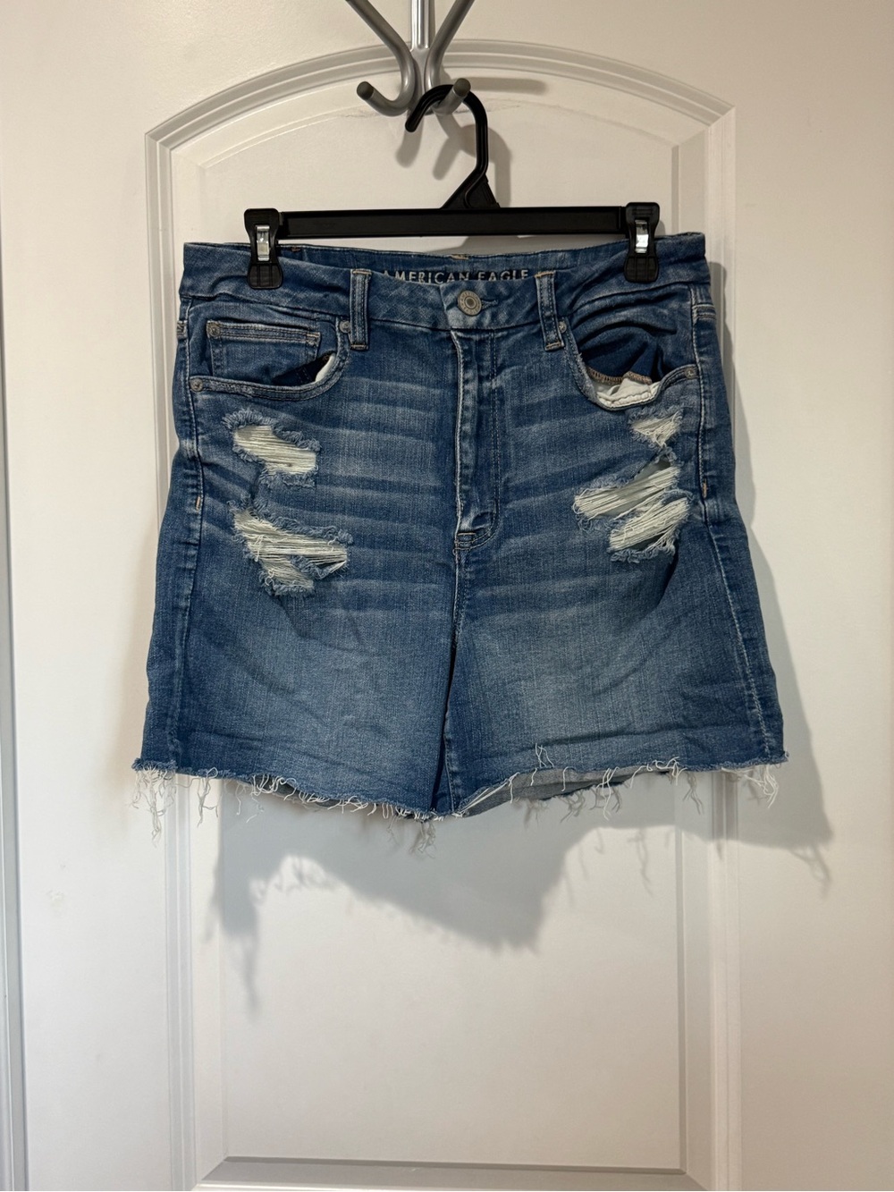 American Eagle Outfitters Medium Blue Distressed Denim Cutoff Shorts